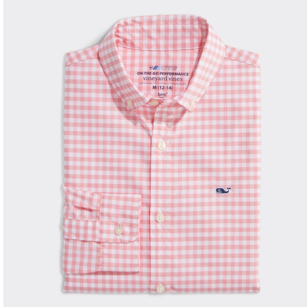 Vineyard Vines boys xl gingham performance button down shirt